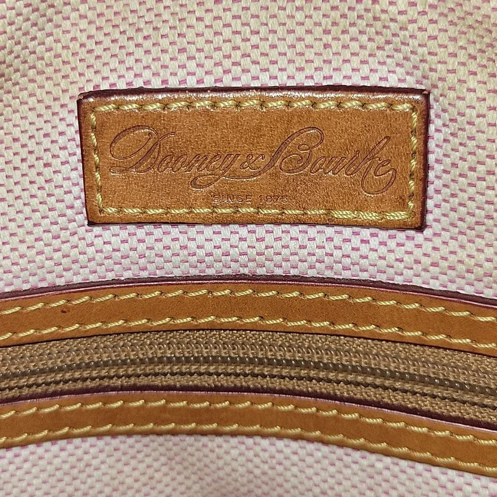 Dooney & Bourke Pink Leather Satchel Handbag with Brown Trim